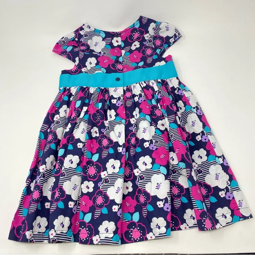 Gymboree Floral Dress Cotton Navy Blue Pink Turquoise Cotton 3T NWT